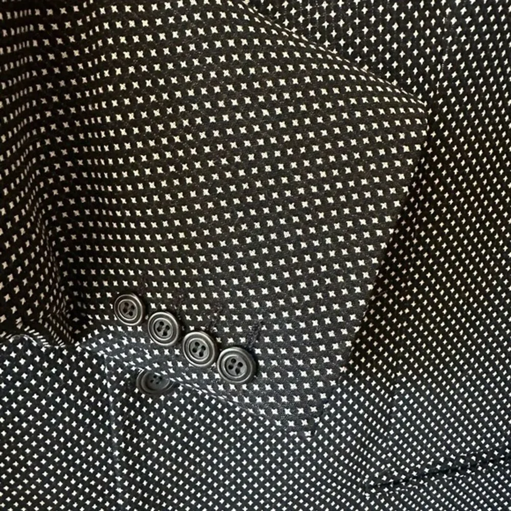 Vintage Bachrach Diamond Print Black and White Suit Blazer size 42L